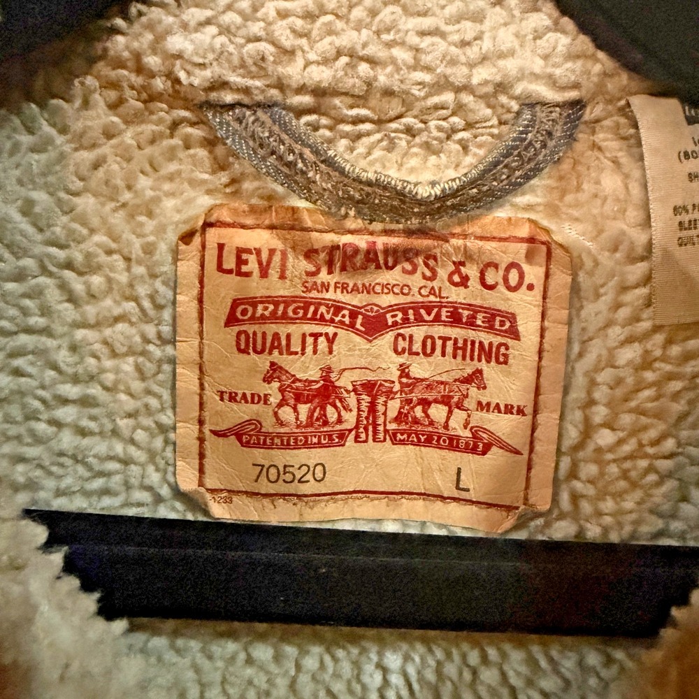 Vtg Levi's sherpa 70520 denim lined trucker jacket‎ L Y2K 1990s/2000s